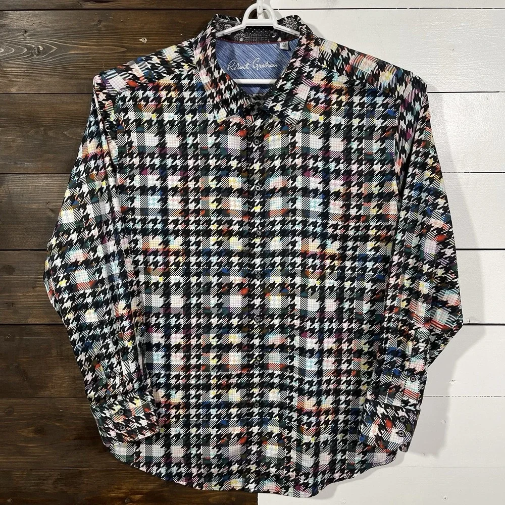Robert Graham Algiers Multicolor Houndstooth Long Sleeve Shirt‎